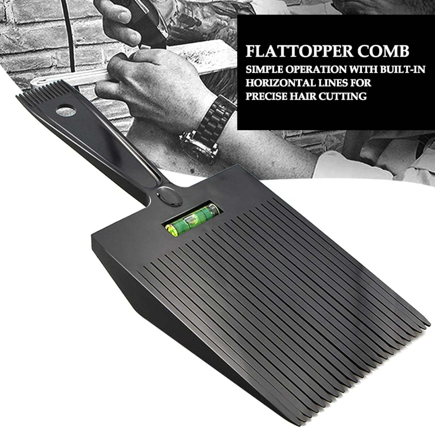 Flat Top Guide Comb, Professional Haircut Level Dual Ended Hair Flattopper Barber Cutting Angle Clipper Comb Large Teeth Styling Hairstyle Hairdressing Tool for Men Girl Hairdress Home Salon (Black)