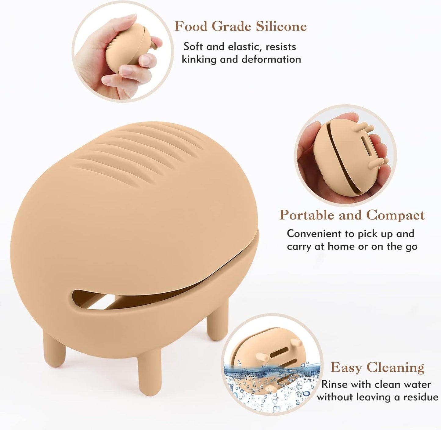 Makeup Sponge Holder with Washable Brushes Pad, Silicone Cosmetic Beauty Blender Case, Self-Contained Support Beauty Blender Holder, Breathable Makeup Sponge Case