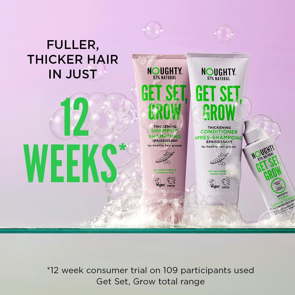 97% Natural Get Set Grow Hair Thickening Conditioner to Optimise Scalp Health, Stimulate Roots and Promote Hair Growth, with Organic Garden Pea Sprouts and Green Robusta Coffee Beans, 250Ml