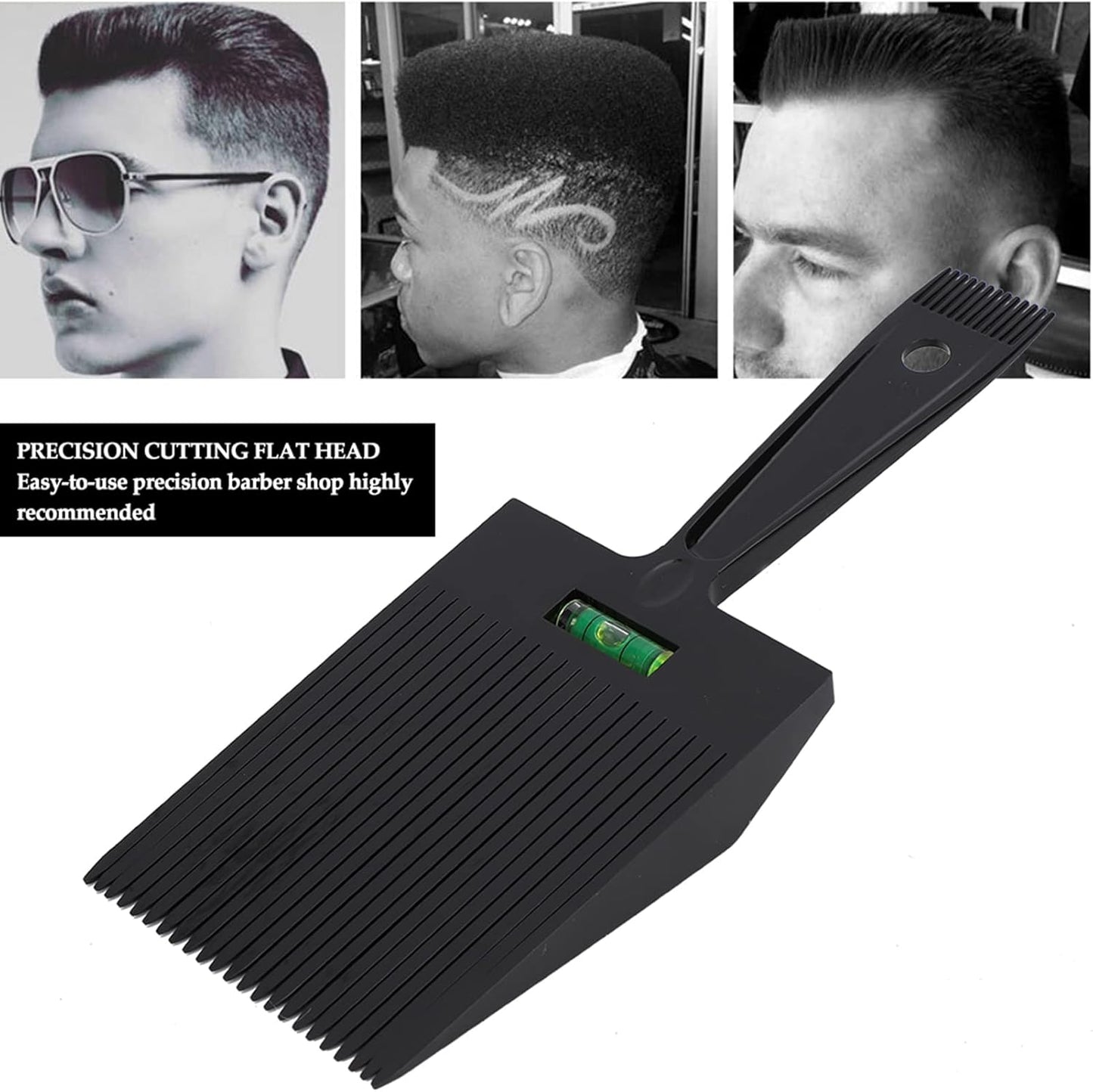Flat Top Guide Comb, Professional Haircut Level Dual Ended Hair Flattopper Barber Cutting Angle Clipper Comb Large Teeth Styling Hairstyle Hairdressing Tool for Men Girl Hairdress Home Salon (Black)