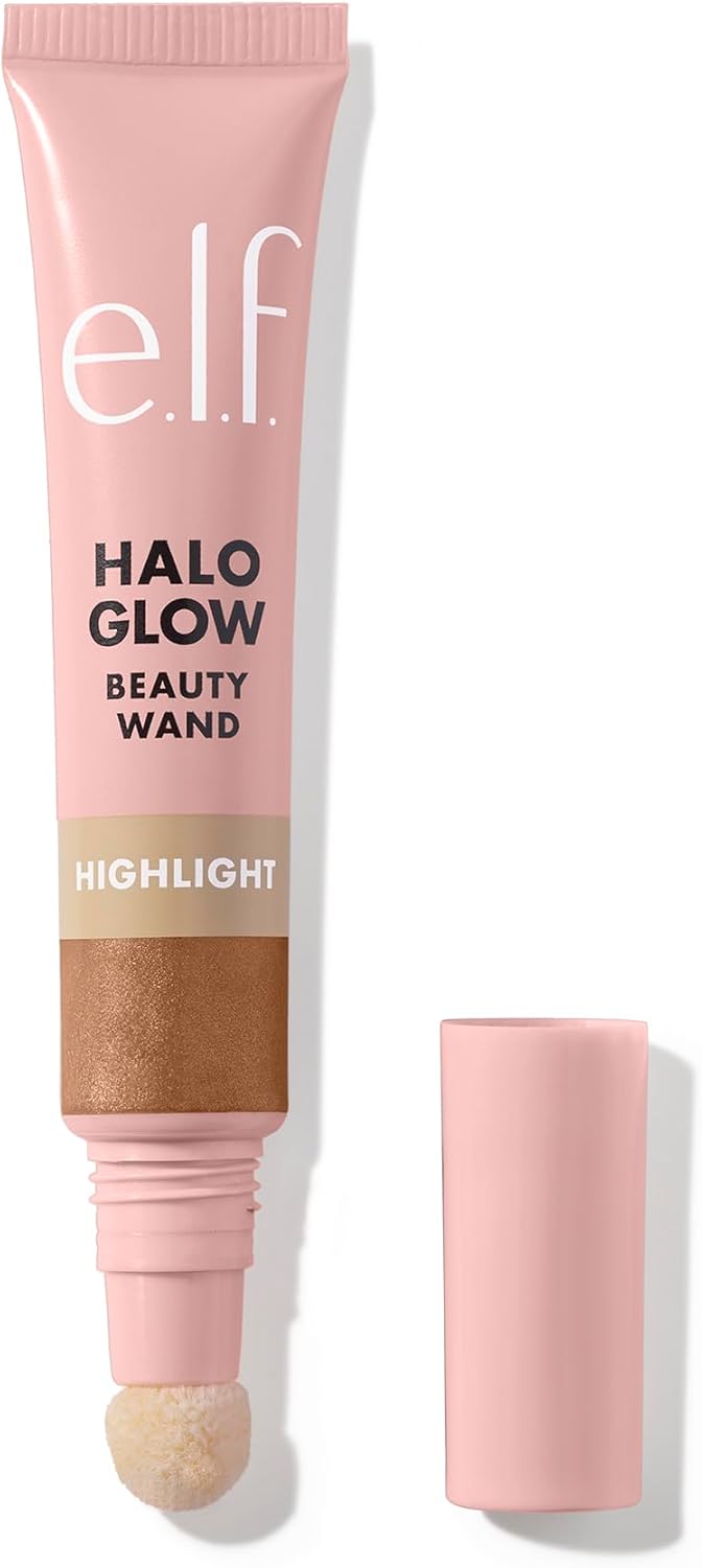 Halo Glow Highlight Beauty Wand, Liquid Highlighter Wand for Luminous, Glowing Skin, Buildable Formula, Vegan & Cruelty-Free, Champagne Campaign