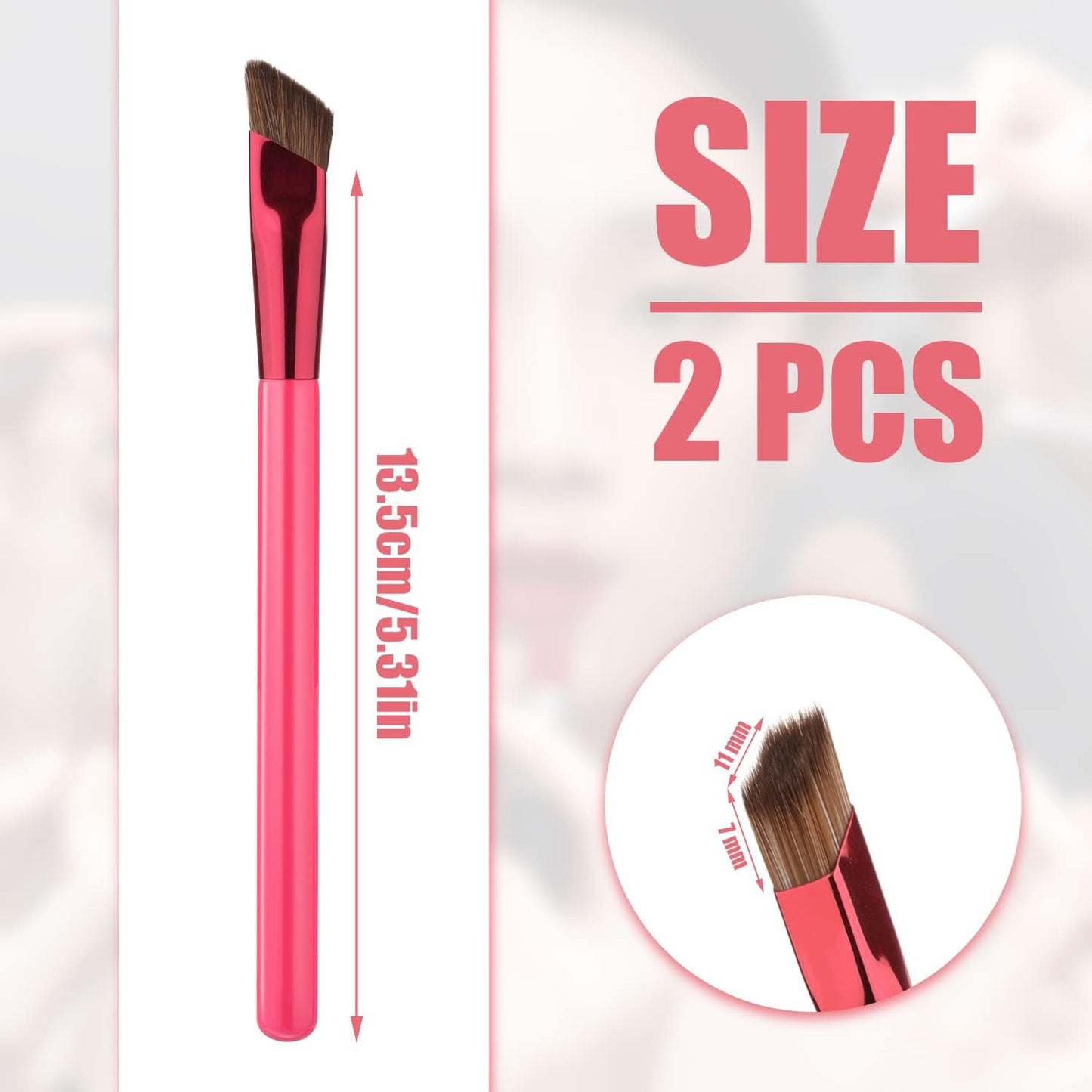 2Pcs Multifunctional Eyebrow Brush, Eyebrow Makeup Brush Eye Brow Concealer Brush Angled Brush for Powder, Shadow, Cream, Gel, Woman, Girl