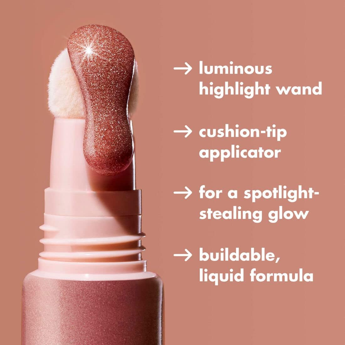 Halo Glow Highlight Beauty Wand, Liquid Highlighter Wand for Luminous, Glowing Skin, Buildable Formula, Vegan & Cruelty-Free, Champagne Campaign