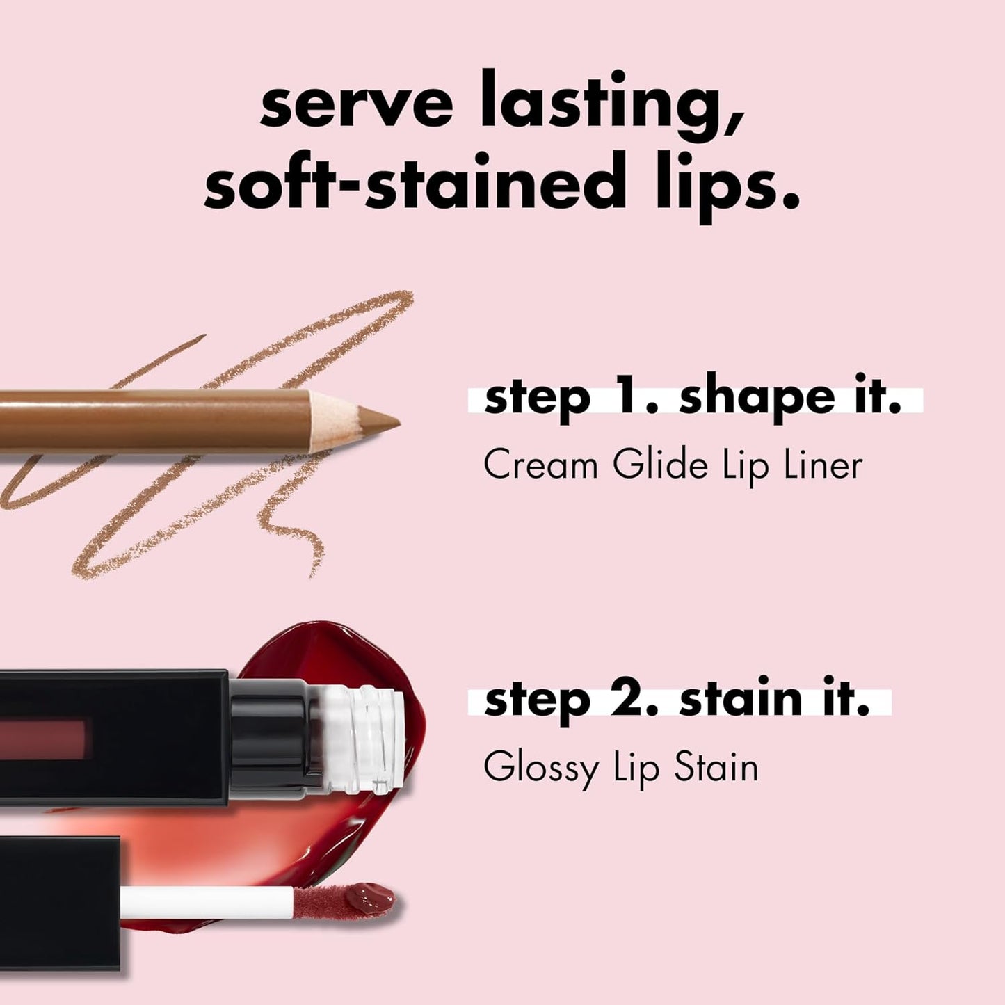 Glossy Lip Stain, Long-Lasting, Lightweight Lip Stain for a Sheer Pop of Colour & Subtle Gloss Finish, Vegan & Cruelty-Free, Rosa Rizzin'