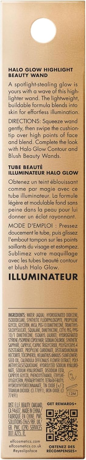 Halo Glow Highlight Beauty Wand, Liquid Highlighter Wand for Luminous, Glowing Skin, Buildable Formula, Vegan & Cruelty-Free, Champagne Campaign