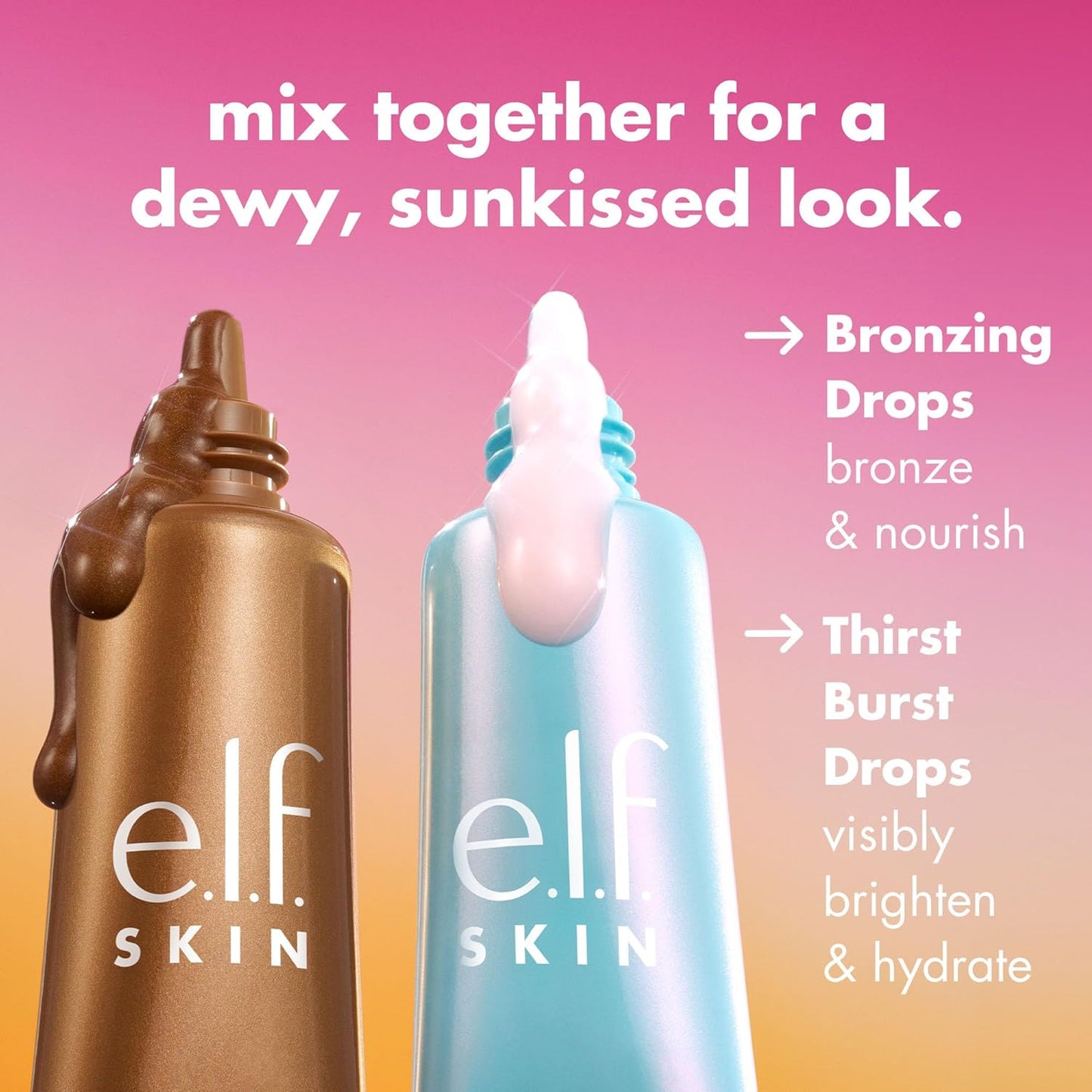SKIN the Hottest Drops Duo, Holy Hydration! Thirst Burst Drops & Bronzing Drops Skincare Set, for a Dewy, Sun-Kissed Look, Vegan & Cruelty-Free