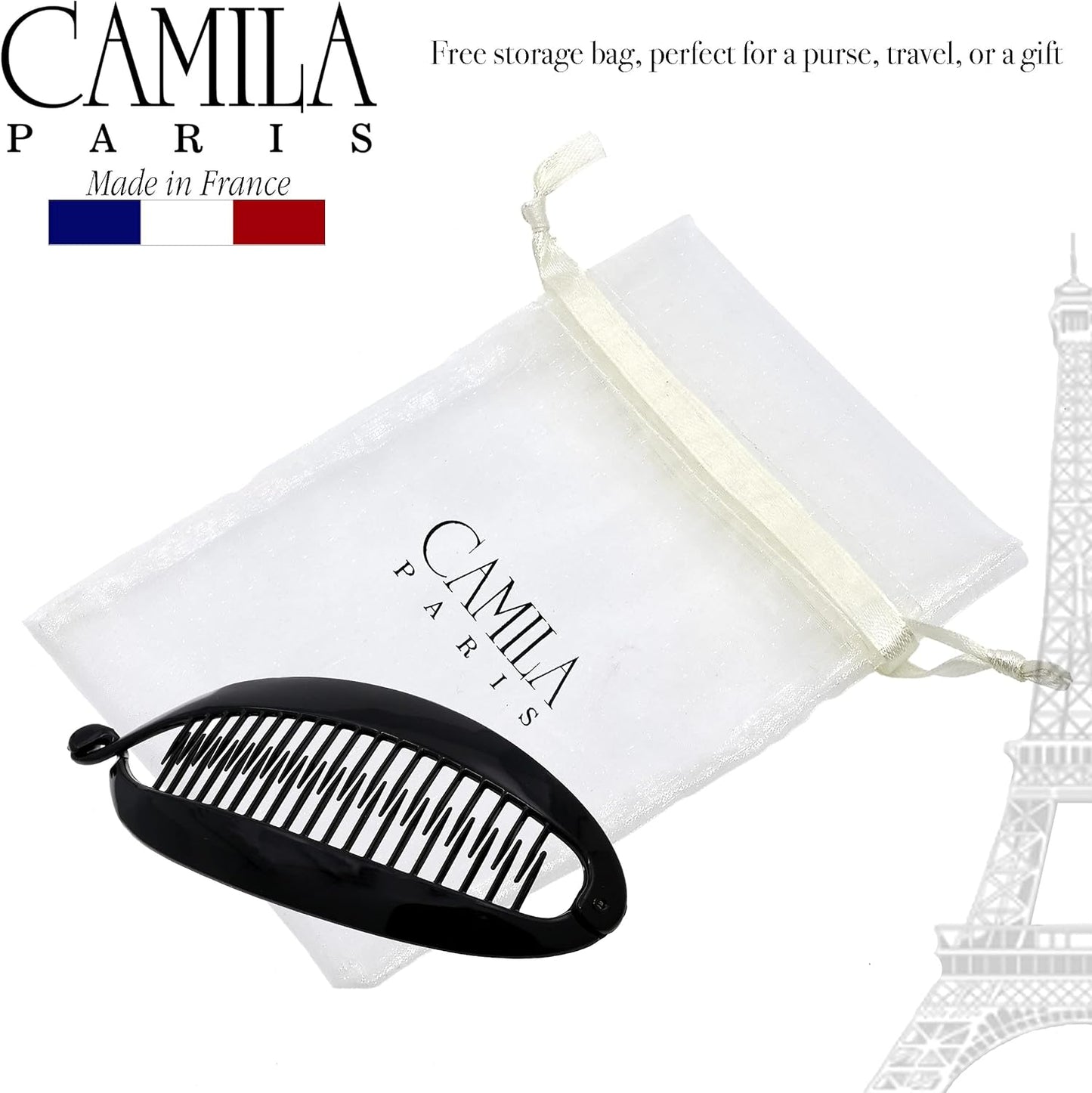 Paris - NV135 (7"), French Woman Hair Accessories, Hair Banana Comb. Strong and Durable Hair Ornaments. Made in France