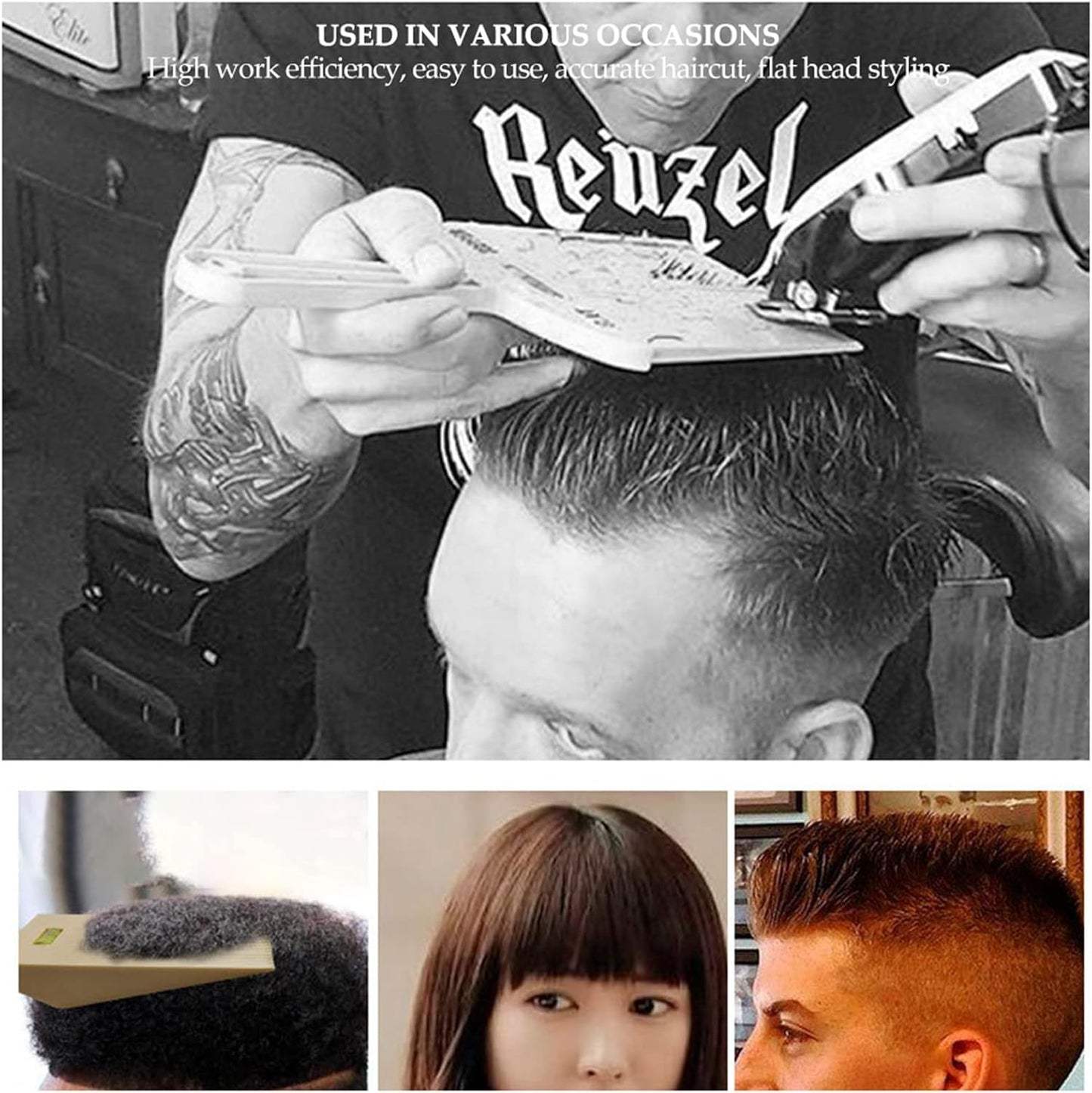 Flat Top Guide Comb, Professional Haircut Level Dual Ended Hair Flattopper Barber Cutting Angle Clipper Comb Large Teeth Styling Hairstyle Hairdressing Tool for Men Girl Hairdress Home Salon (Black)
