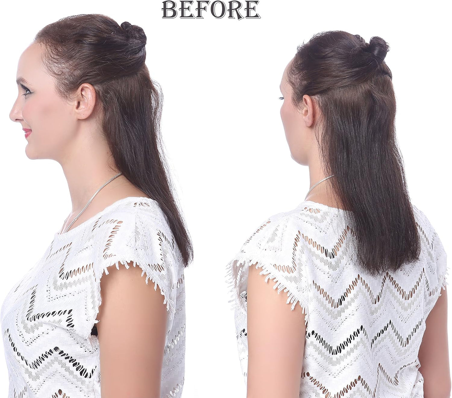 24" Straight Wrap around Ponytail Extension for Woman Synthetic Hair 120G-130G (1B# off Black)