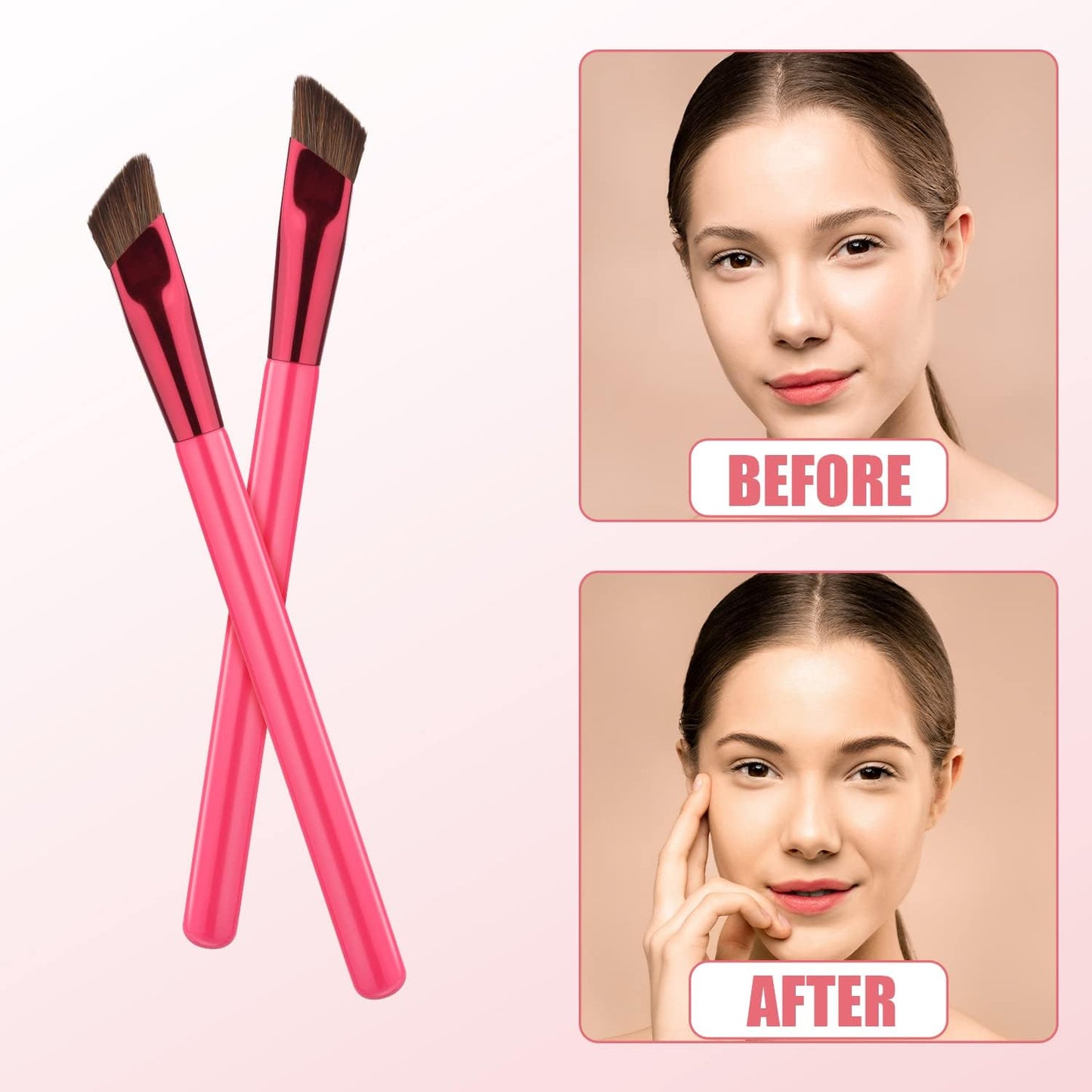 2Pcs Multifunctional Eyebrow Brush, Eyebrow Makeup Brush Eye Brow Concealer Brush Angled Brush for Powder, Shadow, Cream, Gel, Woman, Girl