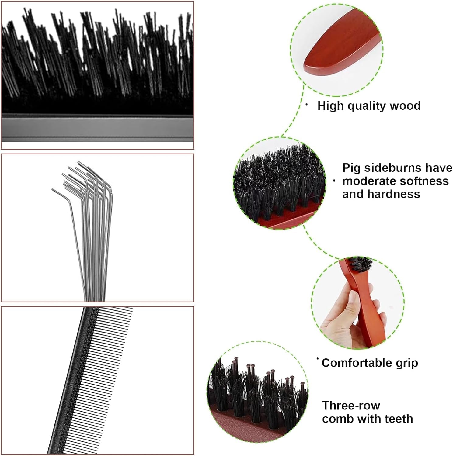 Bristle Hair Brush with Edges Brush,The Ultimate Hair Care Bundle - Beard Brush, Bristle Brush, Boar Bristle Hair Brush, and More - Unrivaled Selection for Versatile Grooming
