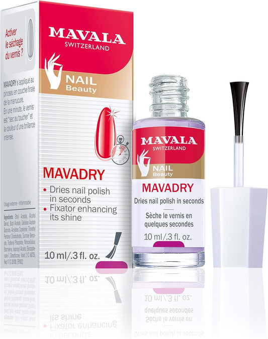 Mavadry, Quick Nail Polish Dryer, 2-In-1, Instant Drying plus Extra Shine Top Coat, Chip Resistant, Extend Manicure Life, Dry in Seconds, No UV Lamp, Made in Switzerland, Cruelty Free, 10 Ml