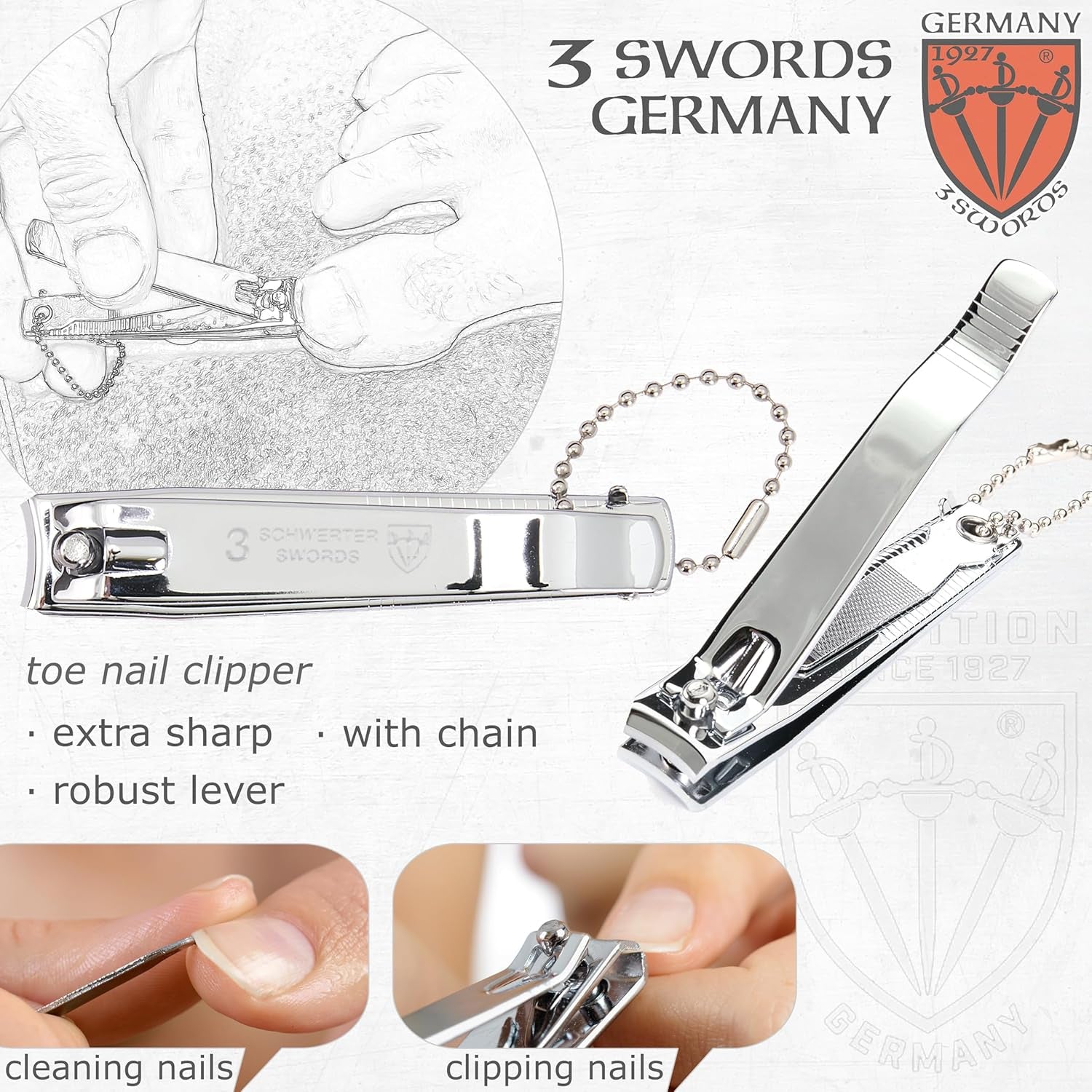 - Brand Quality 3 Piece Manicure Pedicure Grooming Kit Set for Professional Finger & Toe Nail Care Nail Clipper Tweezers in Synthetic Leather Case, Made by  (004222)