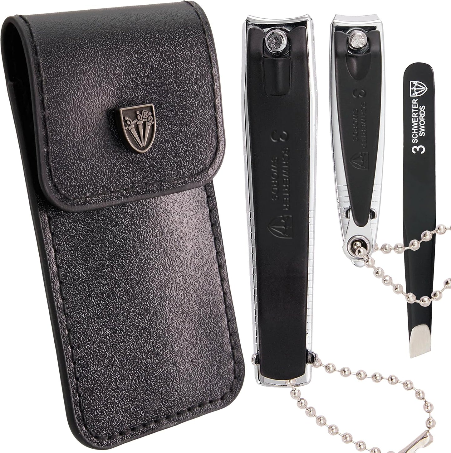 - Brand Quality 3 Piece Manicure Pedicure Grooming Kit Set for Professional Finger & Toe Nail Care Nail Clipper Tweezers in Synthetic Leather Case, Made by  (004239)