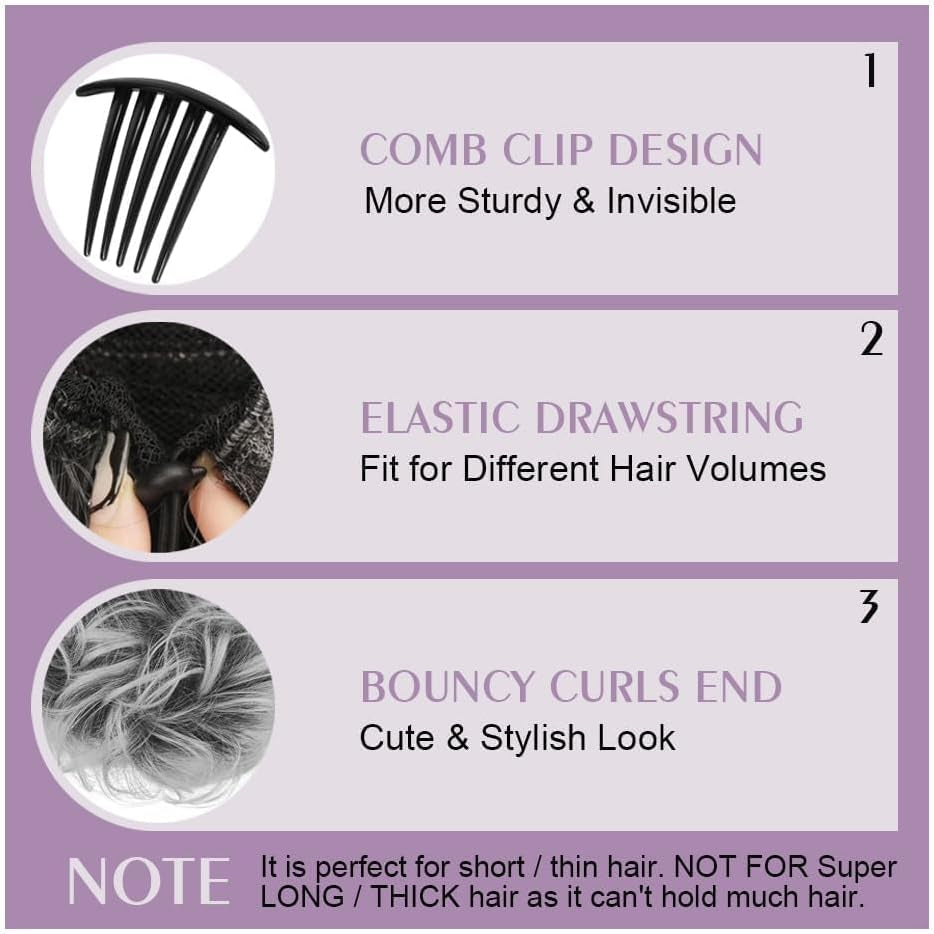 Drawstring Ponytail Extension 10 Inch Short Wavy Ponytail Hair Extensions Fake Pony Tail Clip Loose Wavy Pony Tails Hair Extensions in Ponytails Hairpieces for Women (Grey)