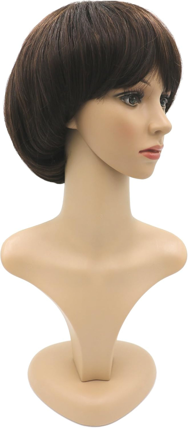 Afro Girls Cosplay Mushroom Wig Short Haircut with Bangs Bob Wig for Black Women (Brown)