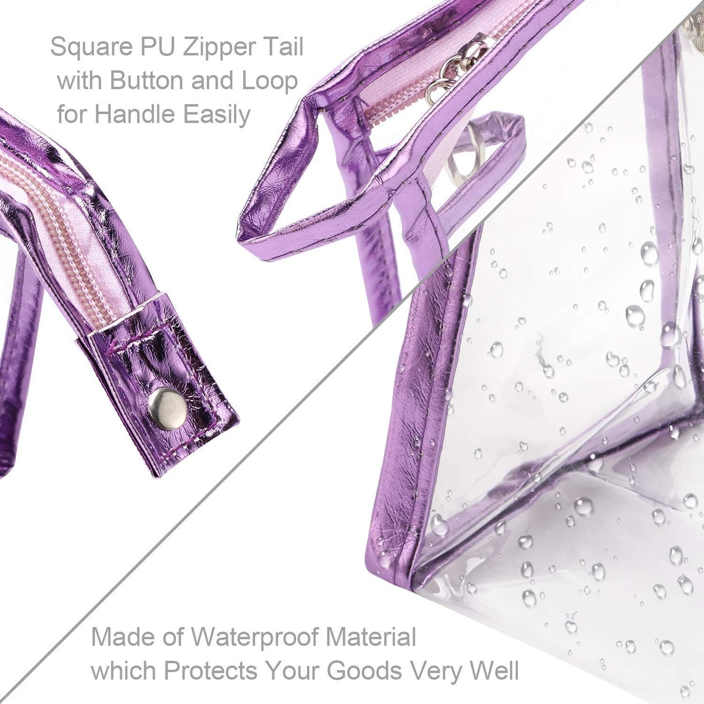 Clear Makeup Bag,  Transparent Clear Toiletry Bags with Strong Zips, Portable PVC Clear Travel Cosmetic Bag for Men Woman Holiday, Travel, Bathroom| 7 Colours Transparent Bags