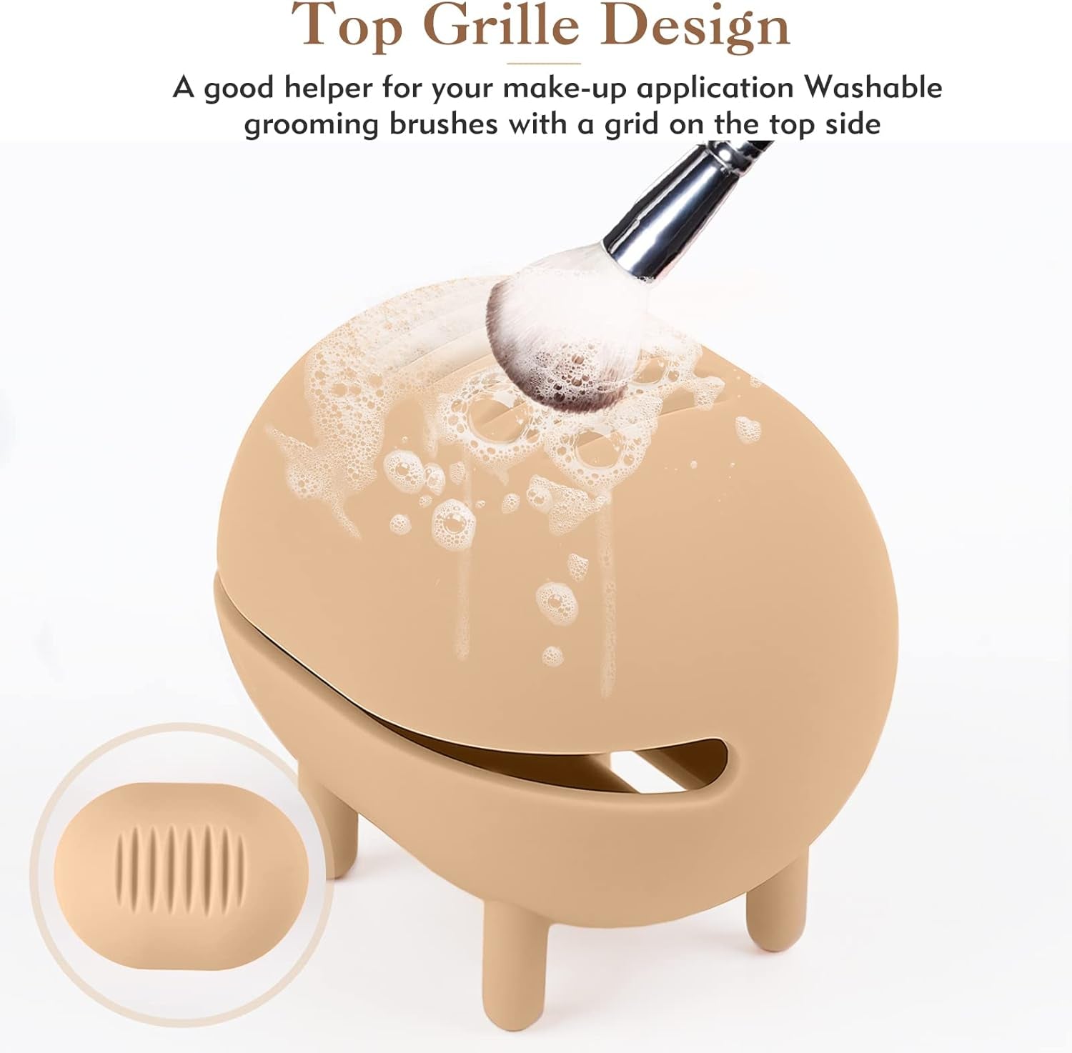 Makeup Sponge Holder with Washable Brushes Pad, Silicone Cosmetic Beauty Blender Case, Self-Contained Support Beauty Blender Holder, Breathable Makeup Sponge Case