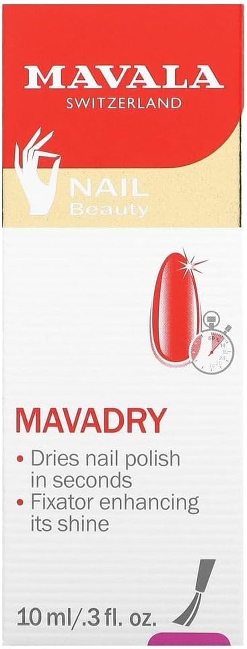 Mavadry, Quick Nail Polish Dryer, 2-In-1, Instant Drying plus Extra Shine Top Coat, Chip Resistant, Extend Manicure Life, Dry in Seconds, No UV Lamp, Made in Switzerland, Cruelty Free, 10 Ml