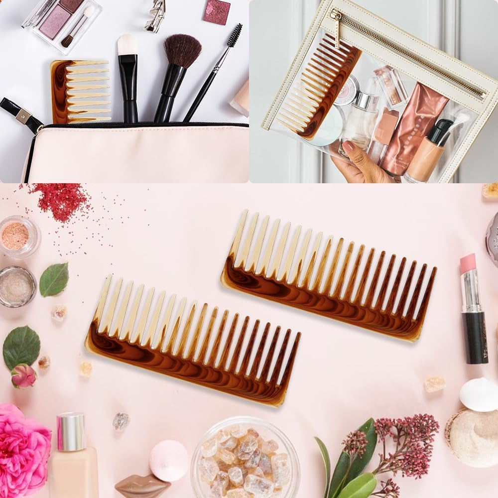 2PCS Wide Tooth Comb, Large Wide Tooth Comb for Women Men and Kids，Handmade Wide Tooth Comb for Curly Hair, Shower Comb Hair Detangler Comb for Curly Hair Wet Dry Hair, Professional Hair Cutting Combs