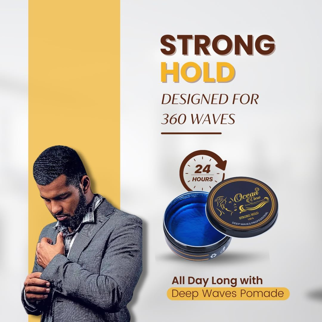 Ocean View Hair Pomade-Strong Hold 4 Oz- Pomade, Hair Styling, Wave Training