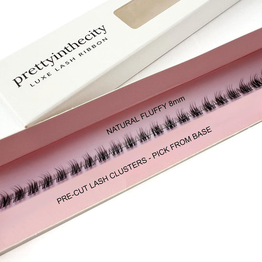 Prettyinthecity C Curl Lash Clusters – 22Pc Natural Individual Lashes (8Mm) – Premium DIY Cluster Lashes