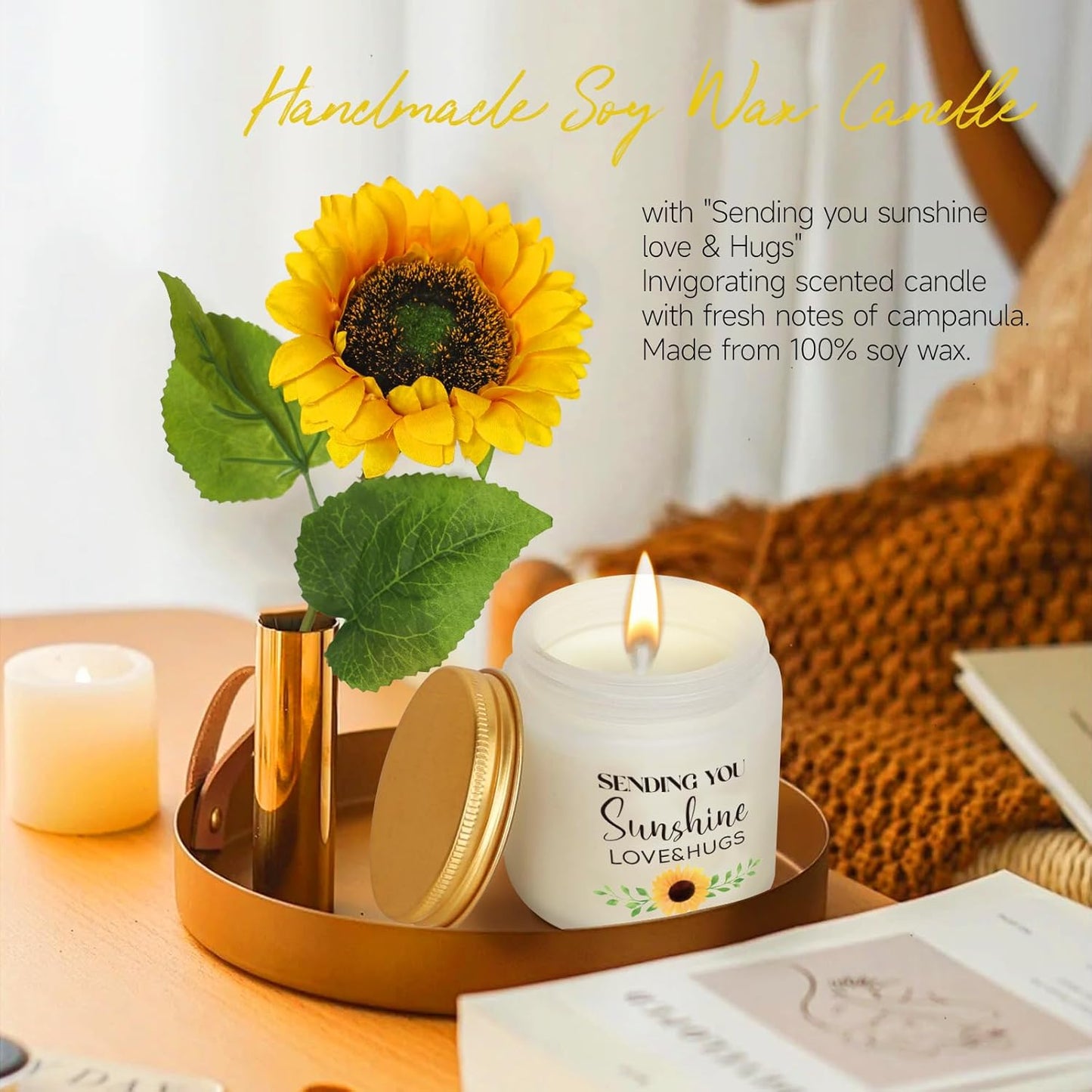 Birthday Gifts for Women, Get Well Soon Gifts for Women Sending Sunshine Sunflower Gift Baskets, Self Care Gifts for Women Her Best Friends Bestie Sister Mom Wife Female, Inspirational Gifts for Women