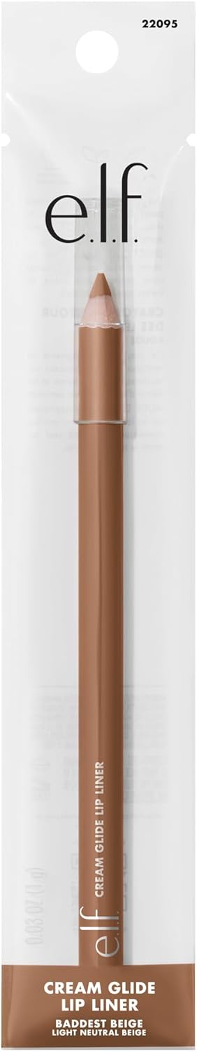 Cream Glide Lip Liner, Highly-Pigmented Pencil for Shaping & Sculpting Lips, Semi-Matte Finish, Vegan & Cruelty-Free, Baddest Beige