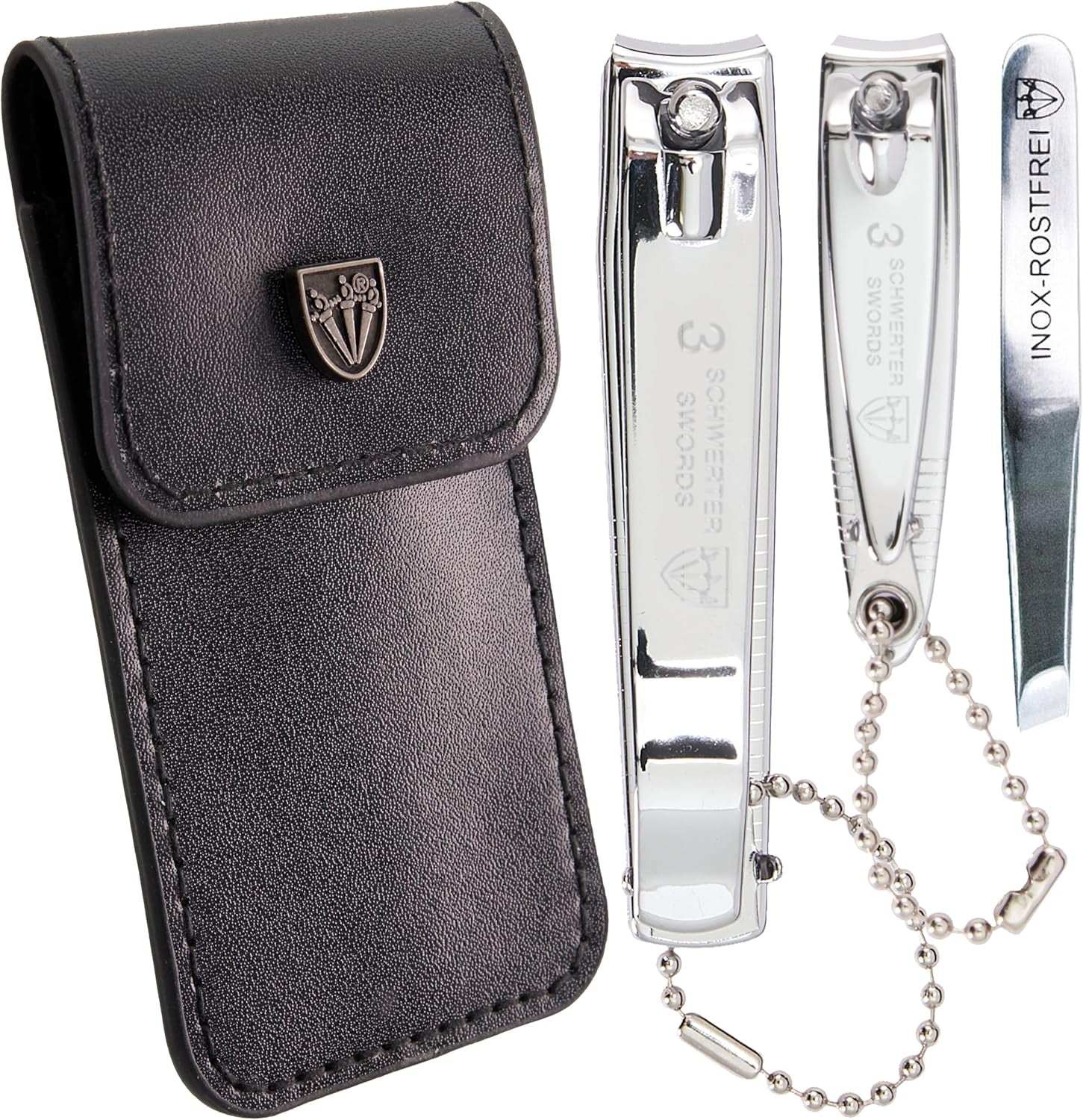 - Brand Quality 3 Piece Manicure Pedicure Grooming Kit Set for Professional Finger & Toe Nail Care Nail Clipper Tweezers in Synthetic Leather Case, Made by  (004222)