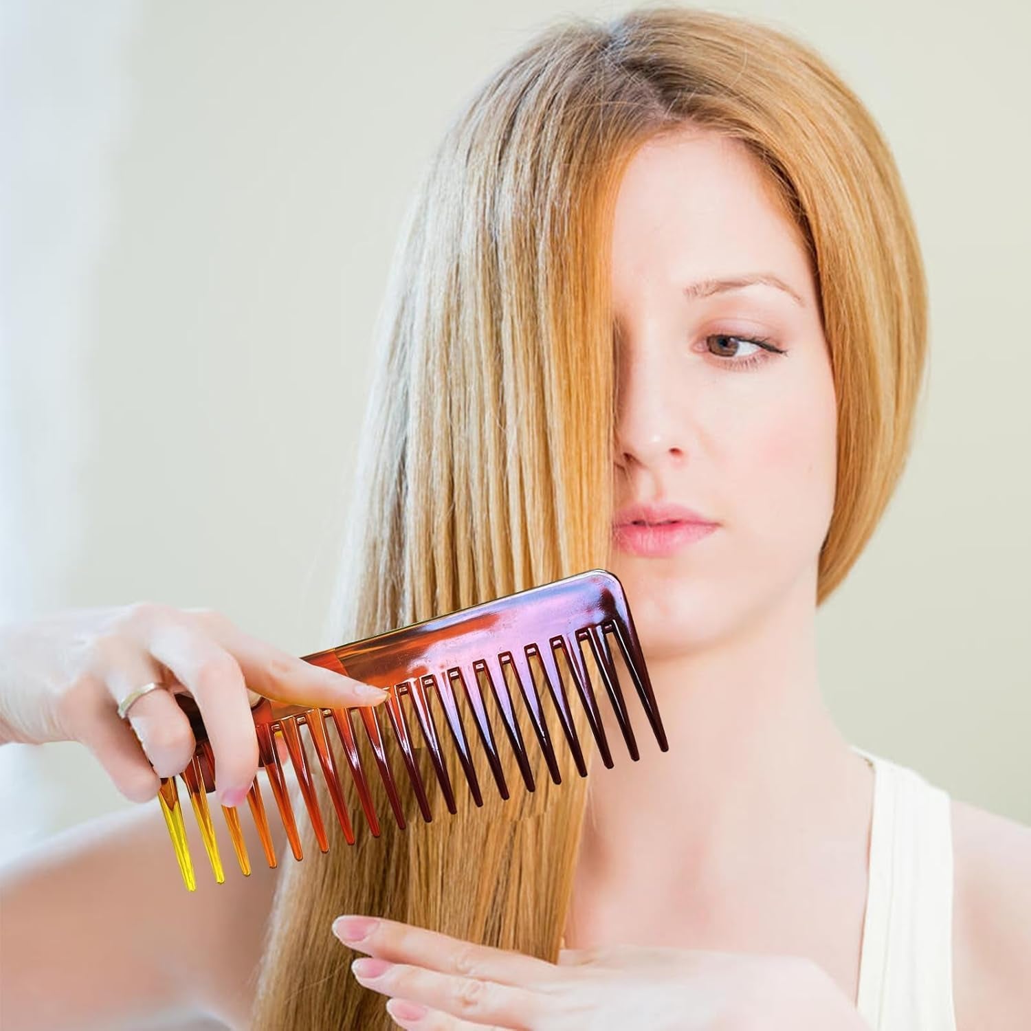 2PCS Wide Tooth Comb, Large Wide Tooth Comb for Women Men and Kids，Handmade Wide Tooth Comb for Curly Hair, Shower Comb Hair Detangler Comb for Curly Hair Wet Dry Hair, Professional Hair Cutting Combs
