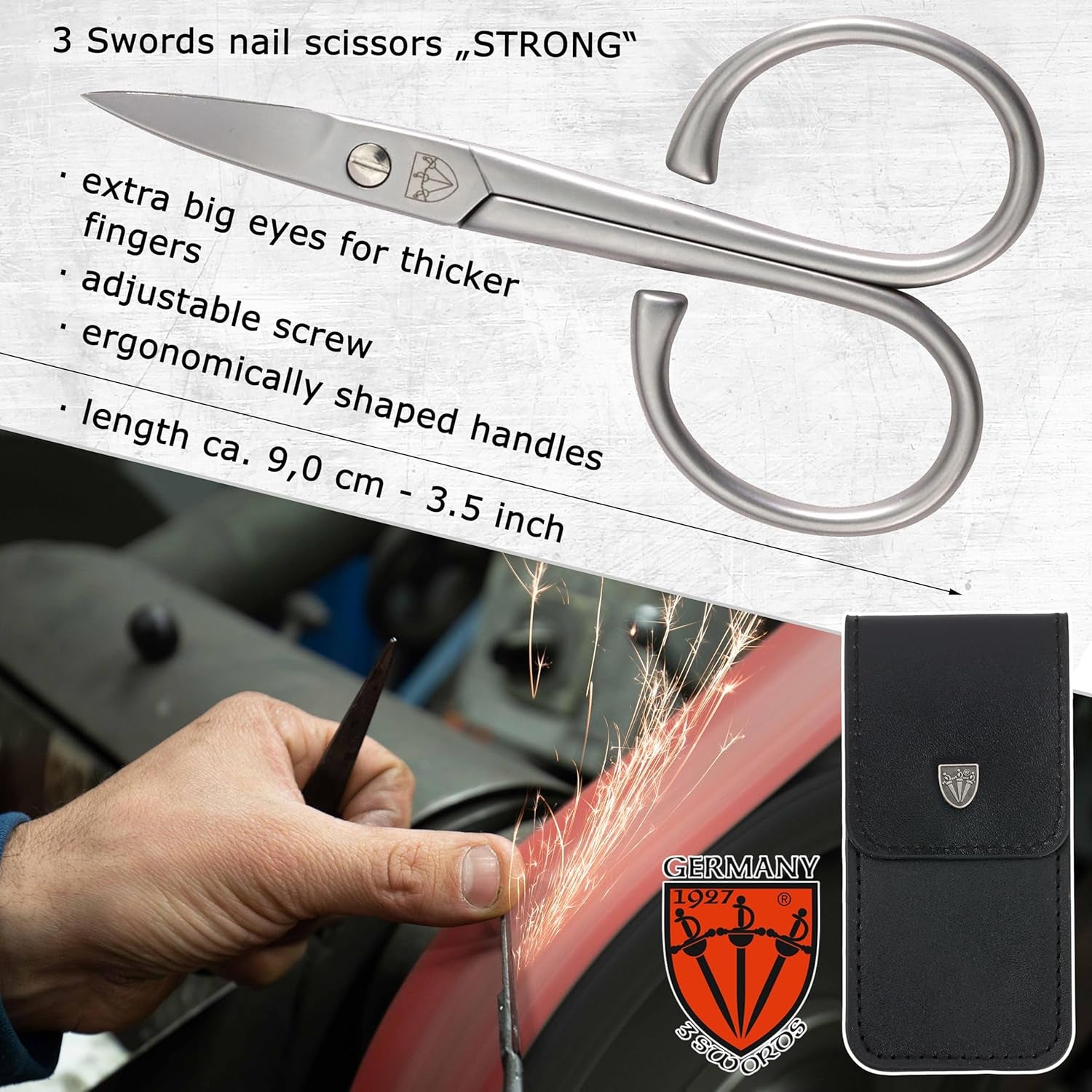 - Stainless Steel INOX Curved Nail Scissors - Strong Scissors for Strong People with Case by