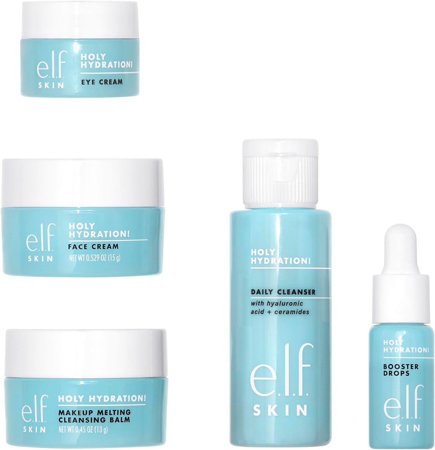 SKIN Holy Hydration Hydrated Ever after Skincare Mini Kit, Cleanser, Makeup Remover, Moisturiser & Eye Cream for Hydrating Skin, Airplane-Friendly Sizes