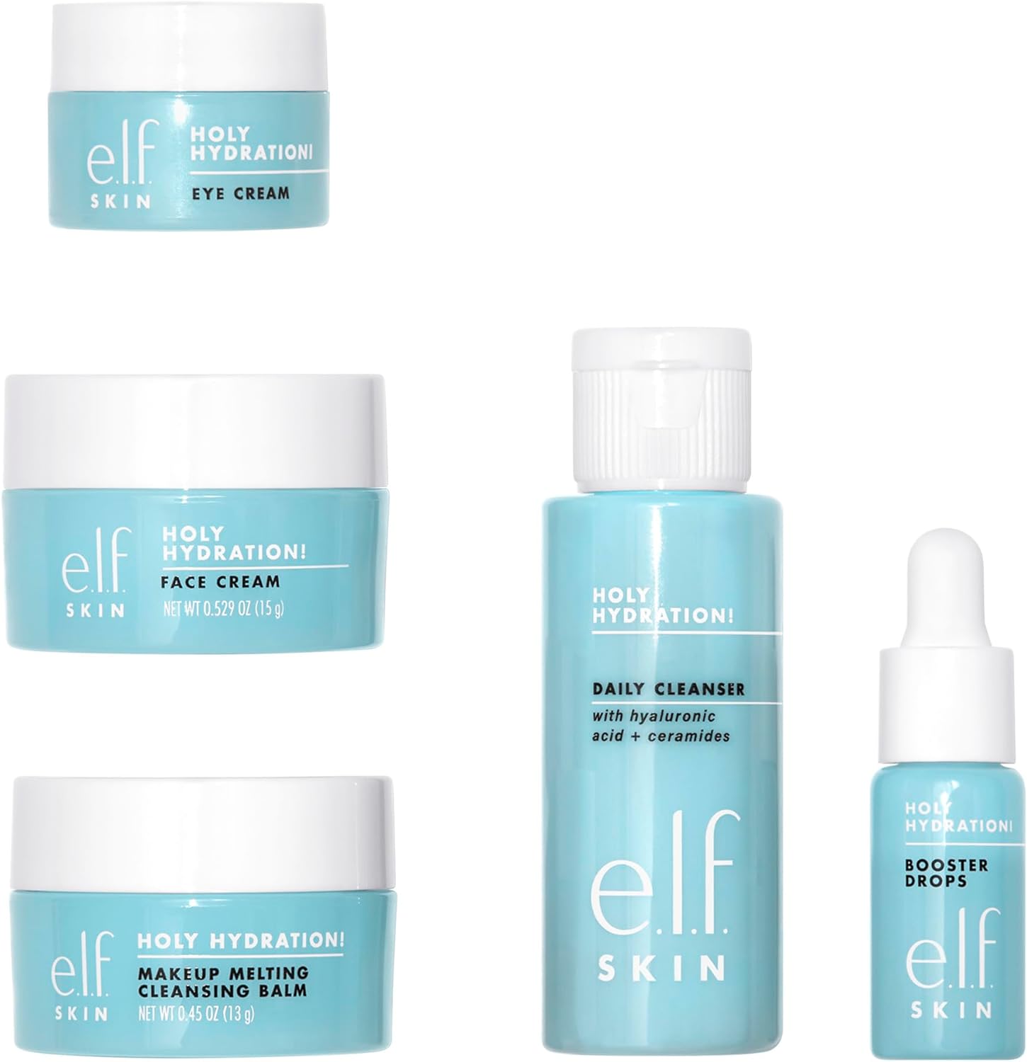 SKIN Holy Hydration Hydrated Ever after Skincare Mini Kit, Cleanser, Makeup Remover, Moisturiser & Eye Cream for Hydrating Skin, Airplane-Friendly Sizes