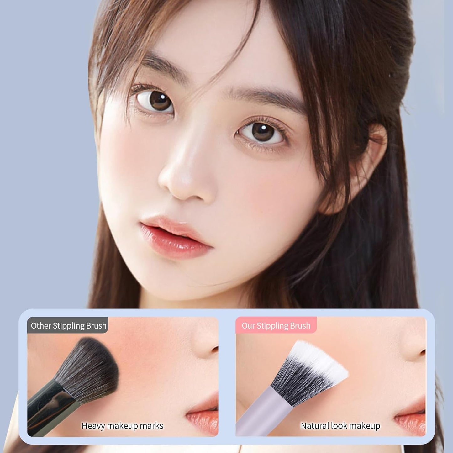 Make up Brushes 6PCS Makeup Brush Set Premium Synthetic Powder Brush Blending Brush Eyeshadow Brushes Concealer Brush Stippling Brush with Case (Purple)