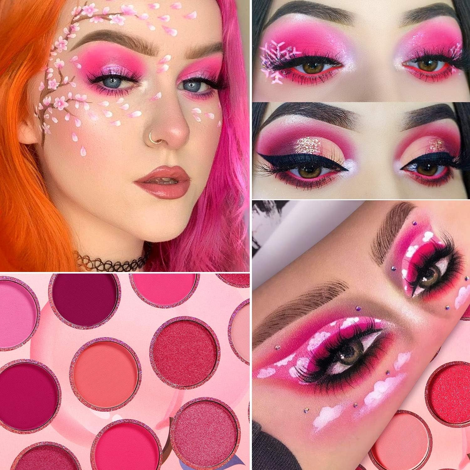 Pink Purple Eyeshadow Palette Makeup 12 Colors, Pigmented Matte Shimmer Cute Eye Shadow Tone,Small Bright Peach Red Violet Eyeshadow Pallet Long Lasting Shades,For Girl Women Summer Travel