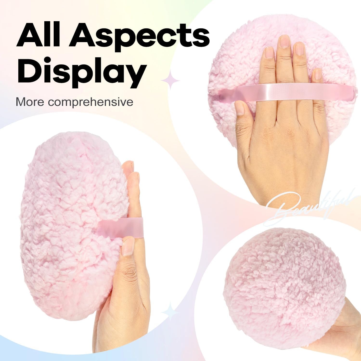 Large Body Powder Puff for Dusting Powder, Women Powder Puff with Tinplate Storage Container for Bath (Rabbit)