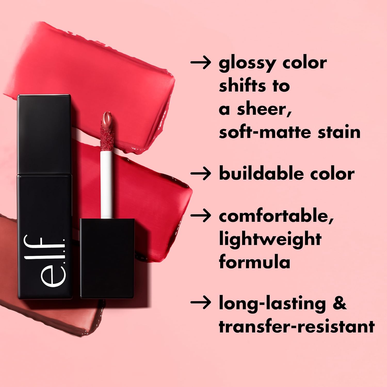 Glossy Lip Stain, Long-Lasting, Lightweight Lip Stain for a Sheer Pop of Colour & Subtle Gloss Finish, Vegan & Cruelty-Free, Rosa Rizzin'