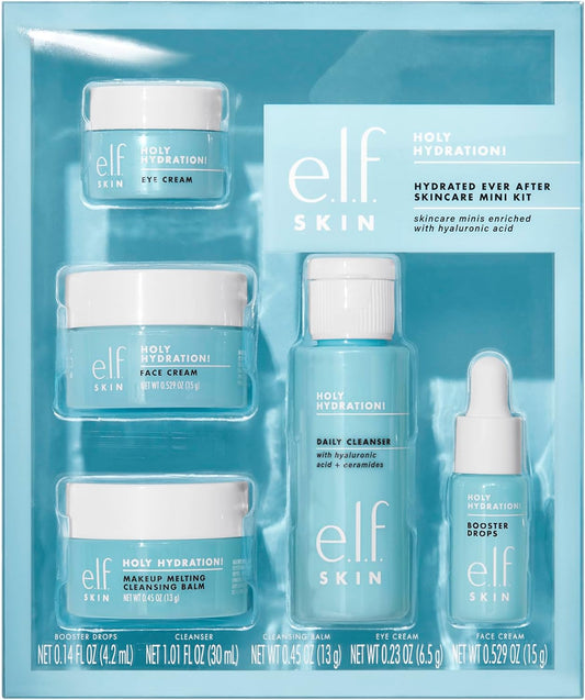 SKIN Holy Hydration Hydrated Ever after Skincare Mini Kit, Cleanser, Makeup Remover, Moisturiser & Eye Cream for Hydrating Skin, Airplane-Friendly Sizes