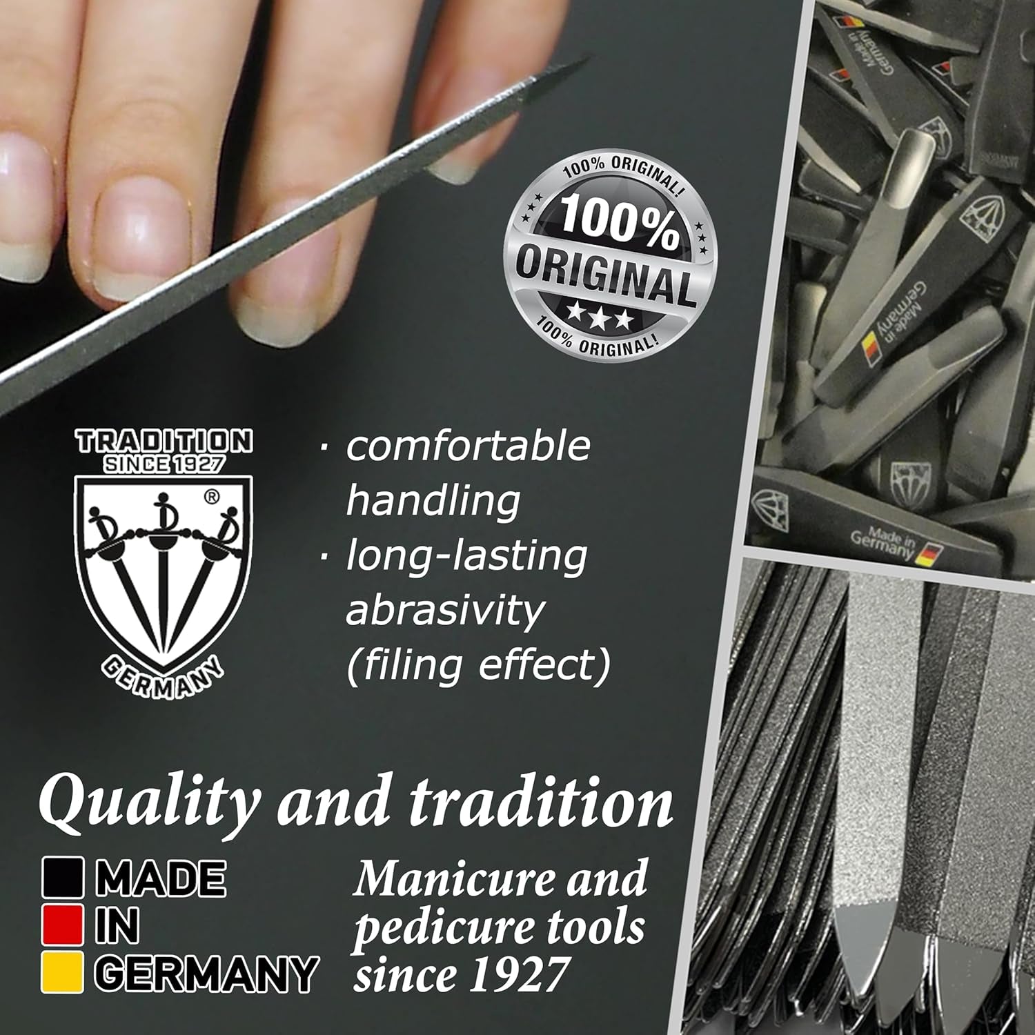 - Brand Quality Double Sided (Fine & Coarse) SAPPHIRE POCKET NAIL FILE (1 Piece) Manicure Pedicure Grooming for Professional Finger & Toe Nail Care by 3 Swords, Made in Solingen Germany