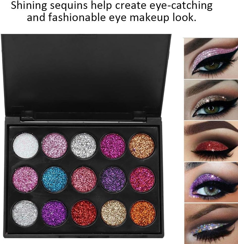 Eye Shadow Plattet, 15 Colors Waterproof Glitter Eyeshadow Palette for Cosplay Makeup Eye Makeup, Shining Eye Shadow Cosmetic Powder Suitable for Daily and Professional Makeup