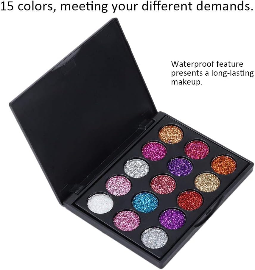 Eye Shadow Plattet, 15 Colors Waterproof Glitter Eyeshadow Palette for Cosplay Makeup Eye Makeup, Shining Eye Shadow Cosmetic Powder Suitable for Daily and Professional Makeup