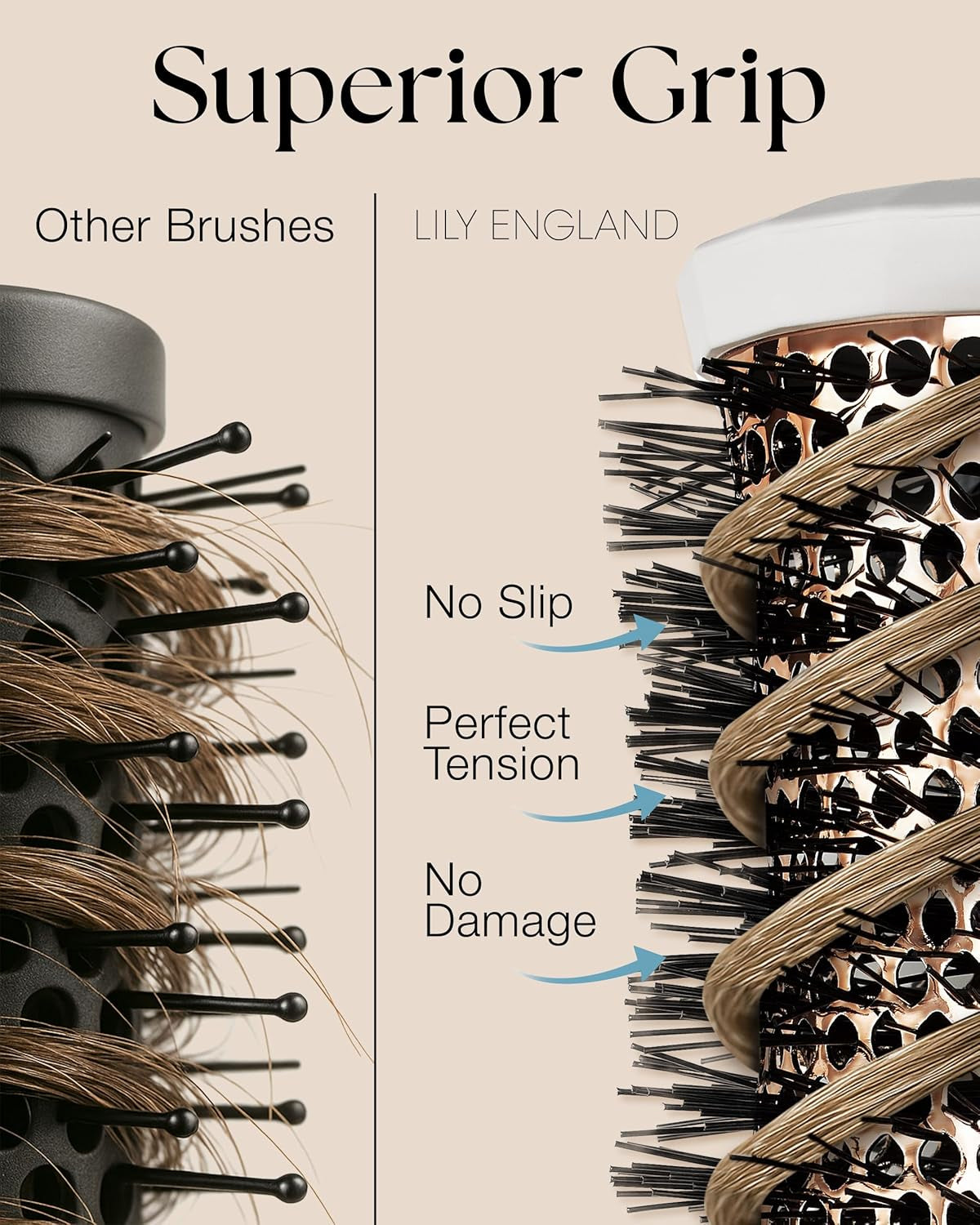 round Hair Brush Set, 4 Pieces Professional Blow Dry Kit with 3 round Brushes and Comb for Styling, Beauty Gift Sets for Women