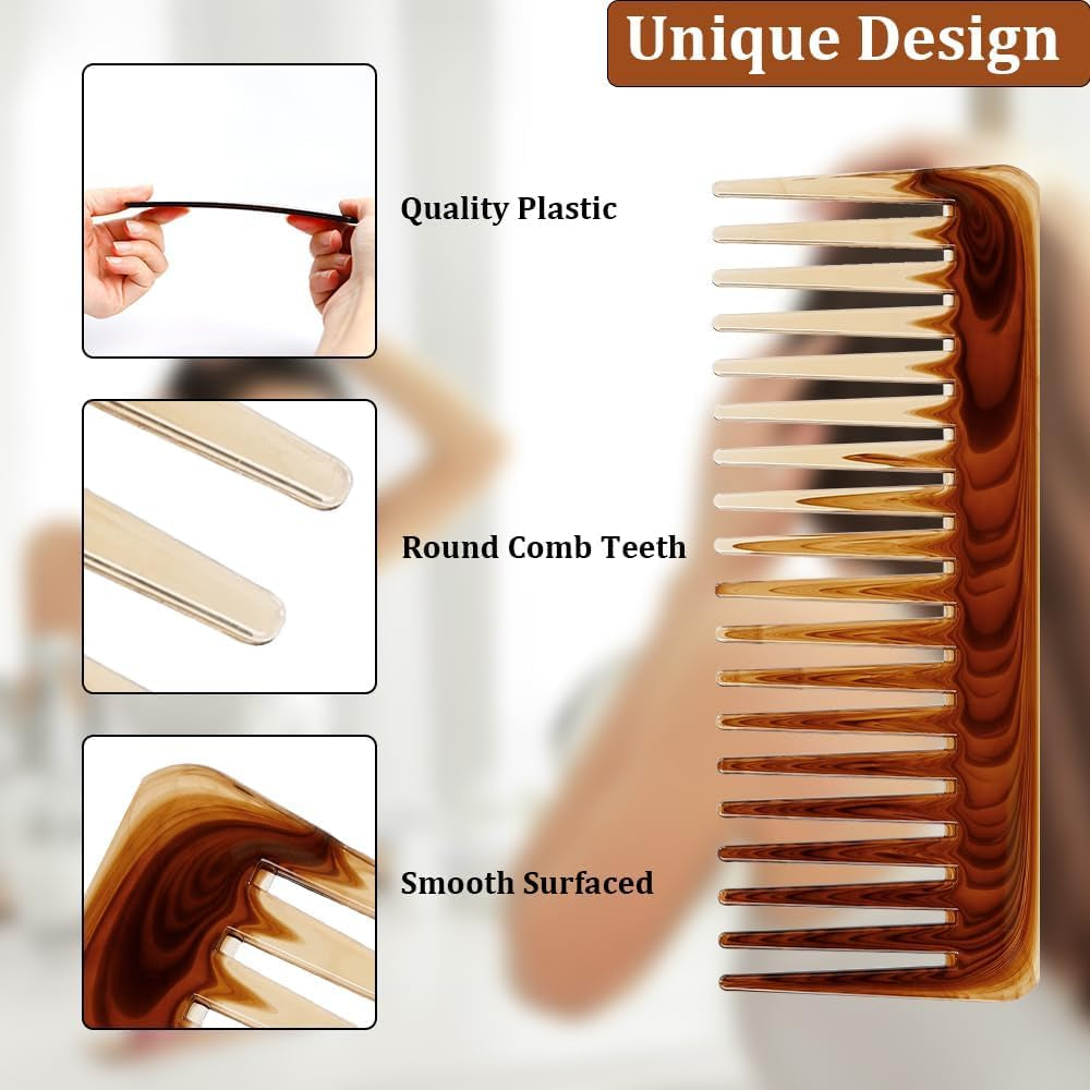 2PCS Wide Tooth Comb, Large Wide Tooth Comb for Women Men and Kids，Handmade Wide Tooth Comb for Curly Hair, Shower Comb Hair Detangler Comb for Curly Hair Wet Dry Hair, Professional Hair Cutting Combs