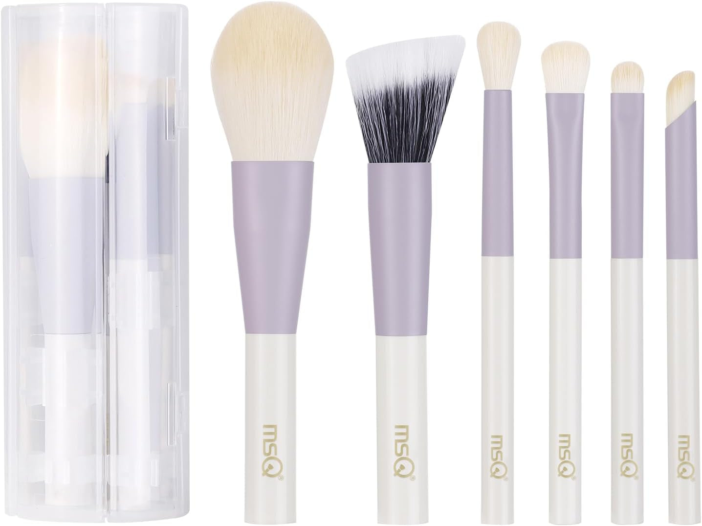 Make up Brushes 6PCS Makeup Brush Set Premium Synthetic Powder Brush Blending Brush Eyeshadow Brushes Concealer Brush Stippling Brush with Case (Purple)