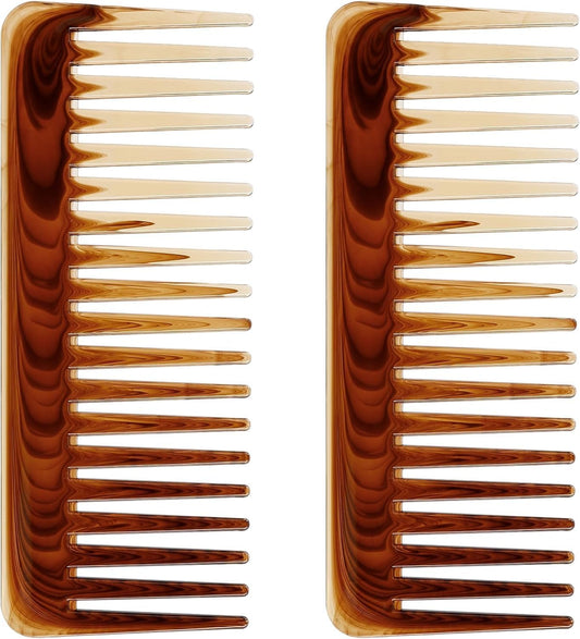 2PCS Wide Tooth Comb, Large Wide Tooth Comb for Women Men and Kids，Handmade Wide Tooth Comb for Curly Hair, Shower Comb Hair Detangler Comb for Curly Hair Wet Dry Hair, Professional Hair Cutting Combs