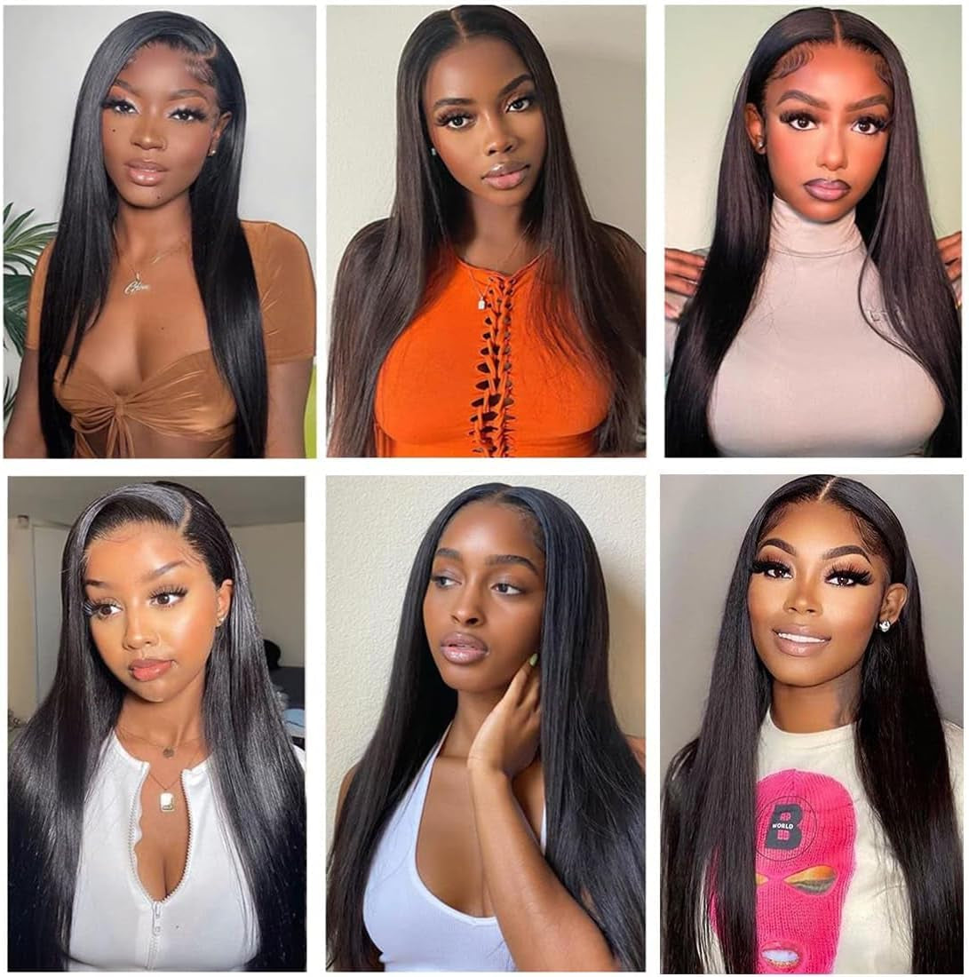Human Hair Bundles 10A Brazilian Straight, 18-22Inch, 100% Unprocessed Virgin, 3 Bundles Deal, Natural Black for Women