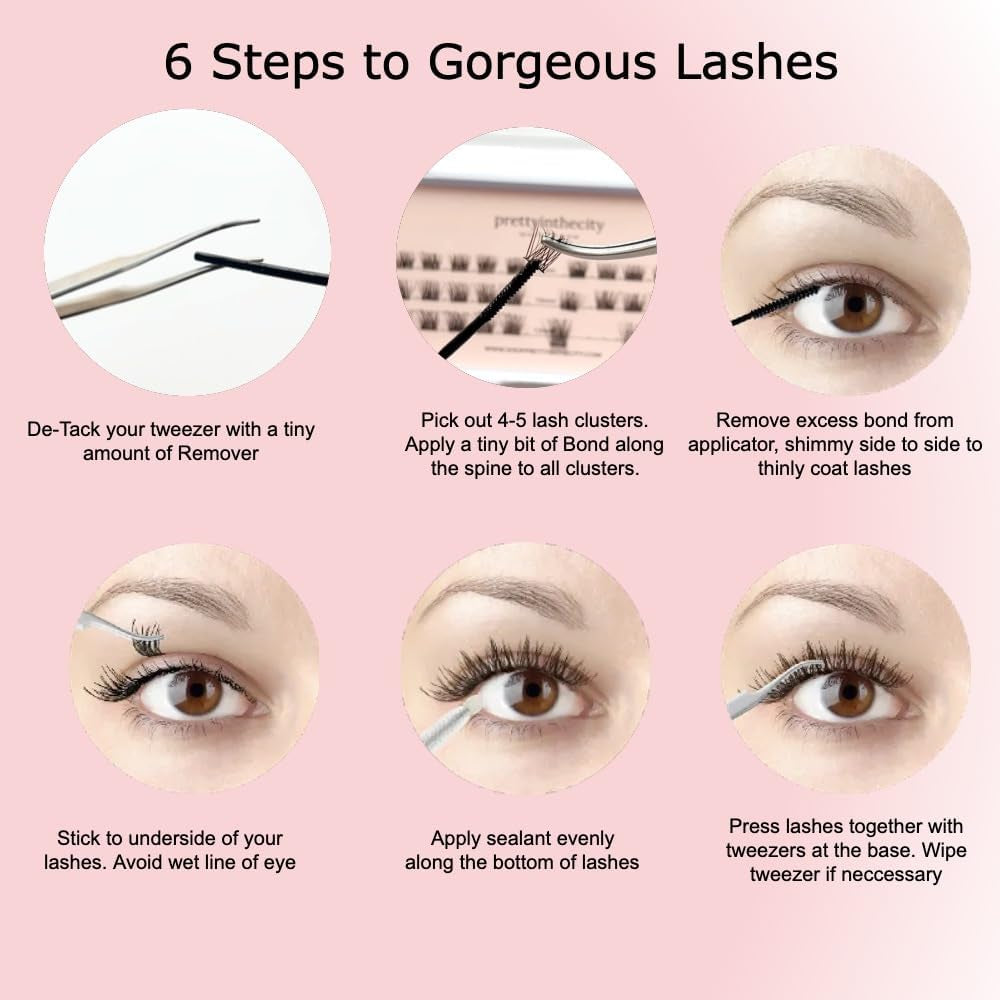 Prettyinthecity C Curl Lash Clusters – 22Pc Natural Individual Lashes (8Mm) – Premium DIY Cluster Lashes