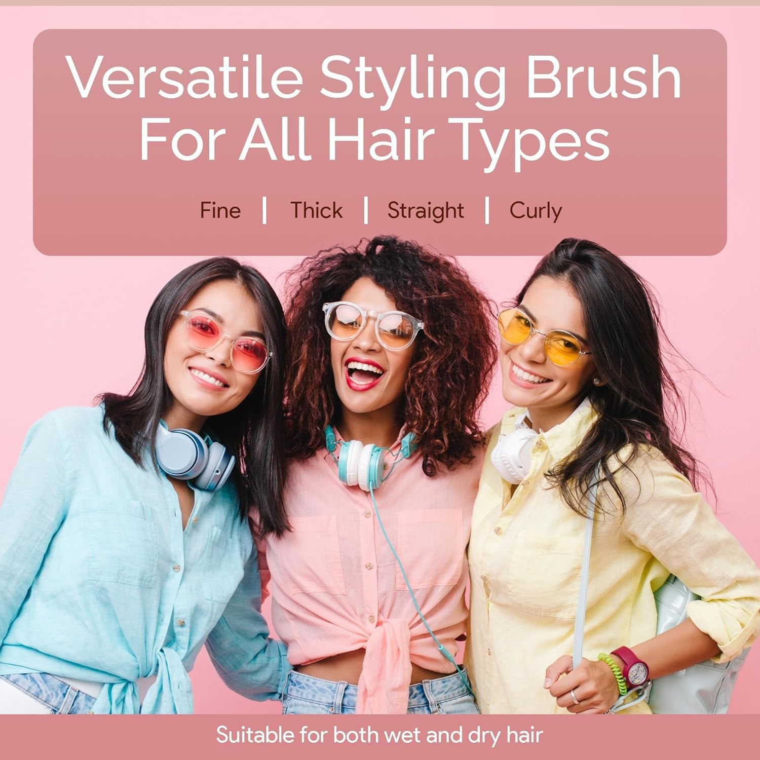 Vent Hair Brush for Blow Drying, Detangling Hairbrush for Women - Vented Brush with Gel Handle - Rose Gold by