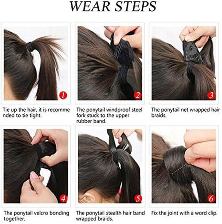 Wrap Ponytail Straight Synthetic Hairpiece -  Binding Magic around Pony Tail Extension for Woman 24" 100G (27)