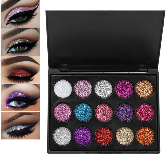 Eye Shadow Plattet, 15 Colors Waterproof Glitter Eyeshadow Palette for Cosplay Makeup Eye Makeup, Shining Eye Shadow Cosmetic Powder Suitable for Daily and Professional Makeup